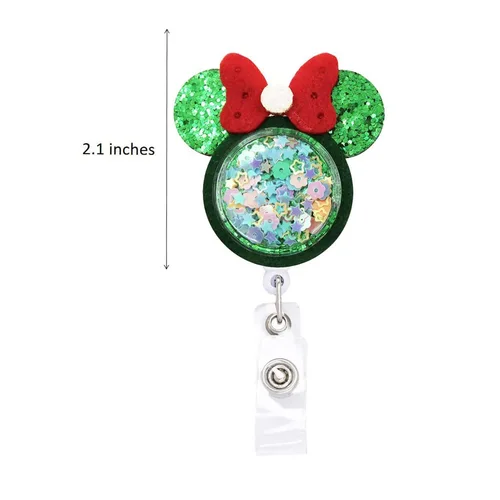 Imagen 2 del producto Carrete de insignia de estilo Feliz Navidad de ratón de dibujos animados, soporte de identificación para enfermeras y trabajadores, accesorio retráctil para tarjetas de nombre