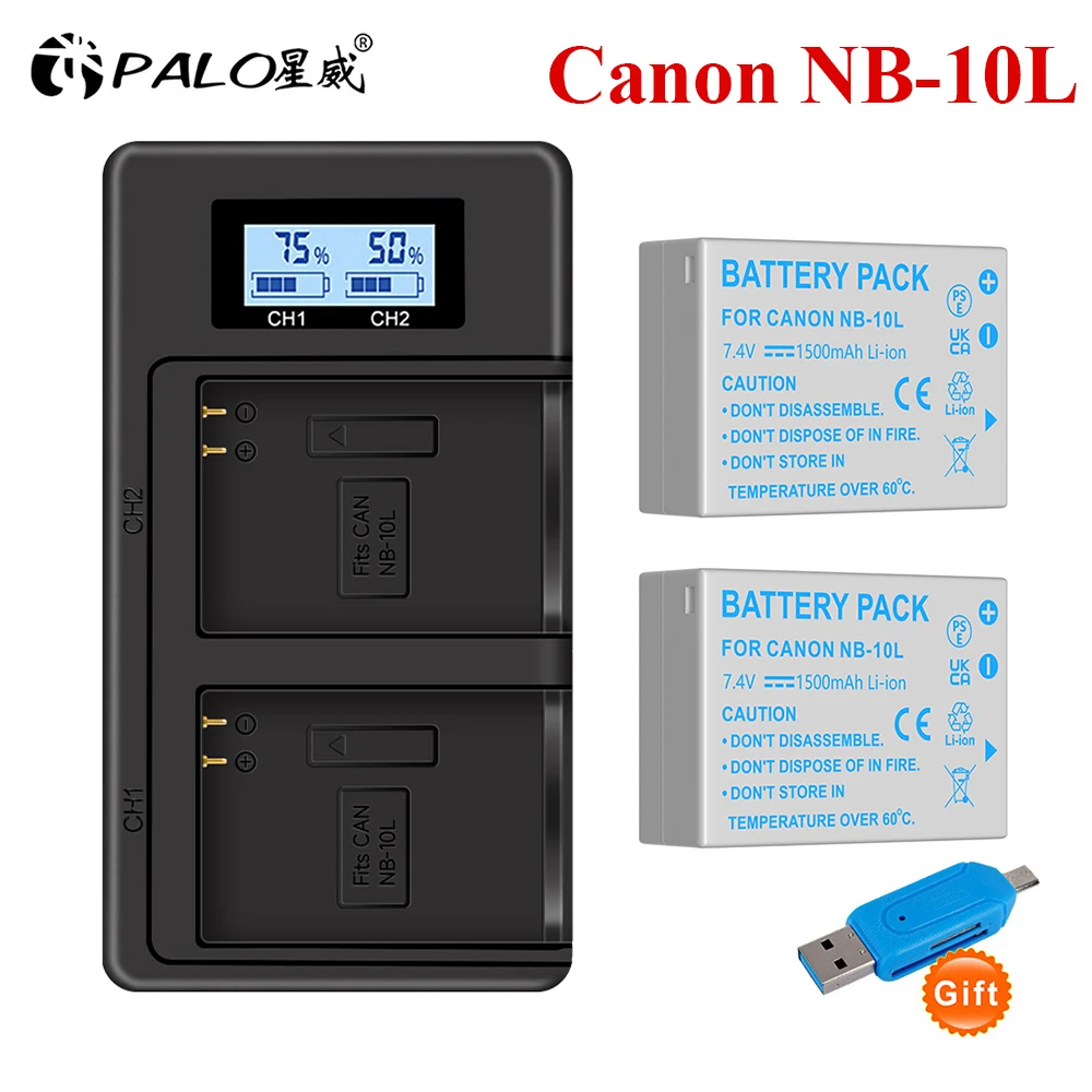 1500mAh NB-10L NB 10L NB10L Camera Battery With Fast charger For Canon SX40 HS SX40HS SX50 HS SX50HS G1 X G15 G16 SX60 HS G3X