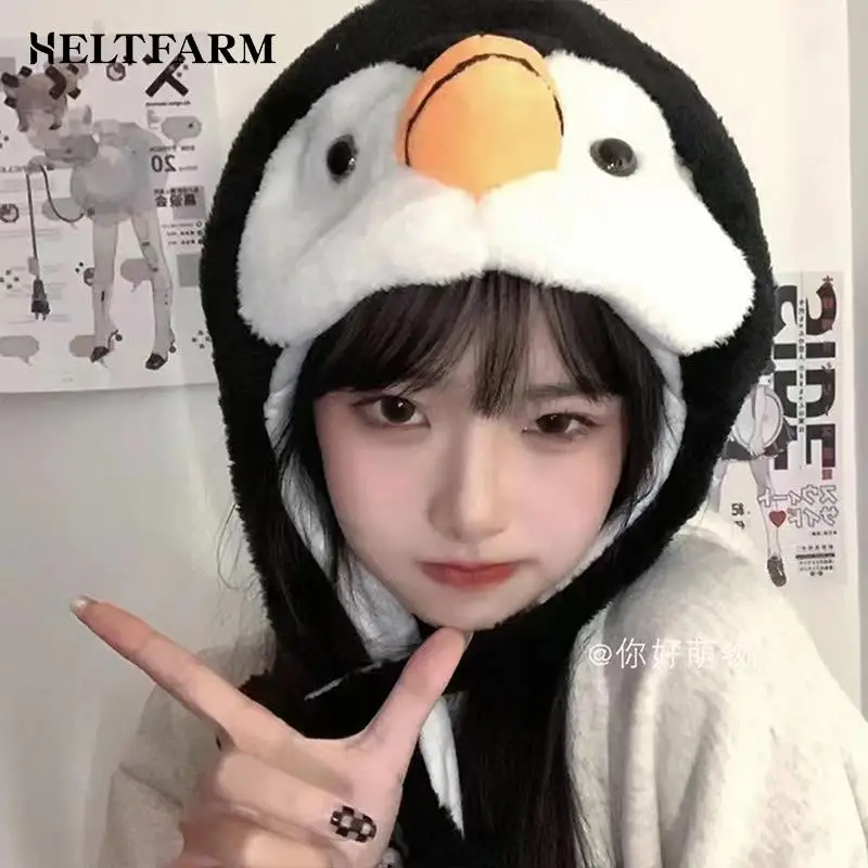 1PC Cartoon Animal Penguin Mascot Plush Warm Cap Hat Warmer Penguin Mascot Plush Warm Cap Hat Warmer