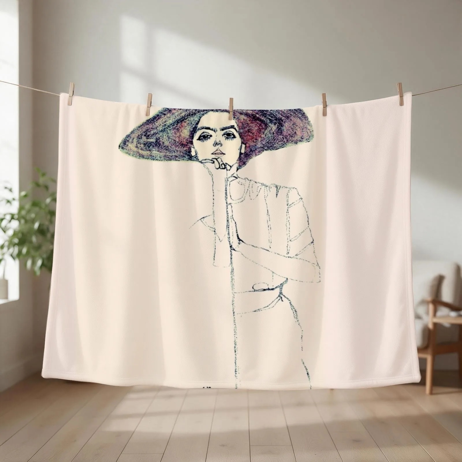 Egon Schiele Portrait of a Woman | Retro Portrait of a Girl Throw Blanket Hairy Nap Cute Blankets