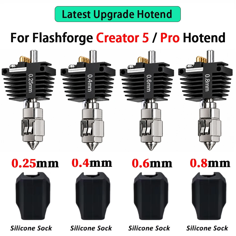 Upgrade Hotend Assembly For Flashforge Creator 5 Creator 5 Pro C5 Pro 0.25 0.4 0.6 0.8mm Quick-Swap Nozzle With Brush 3D Printin