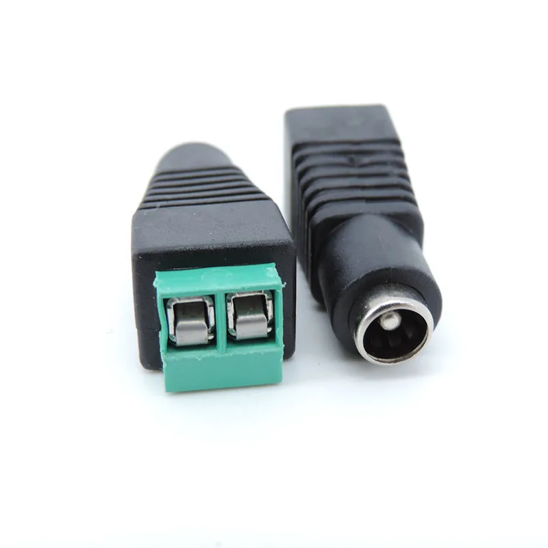 10pcs DC Male female Jack Plug power connector 2.1*5.5mm 5.5x2.1mm terminal Adapter Cable for 3528/5050/5730 CCTV IP camera