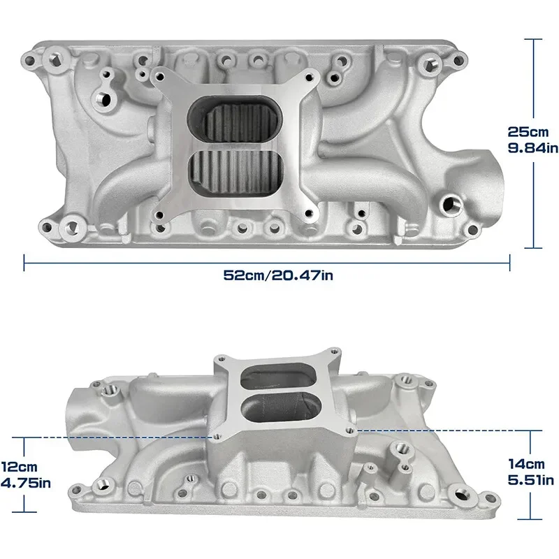 Впускной коллектор, полированный двойной плоский для небольшого блока Ford SBF 260 289 302, алюминий, серебристый