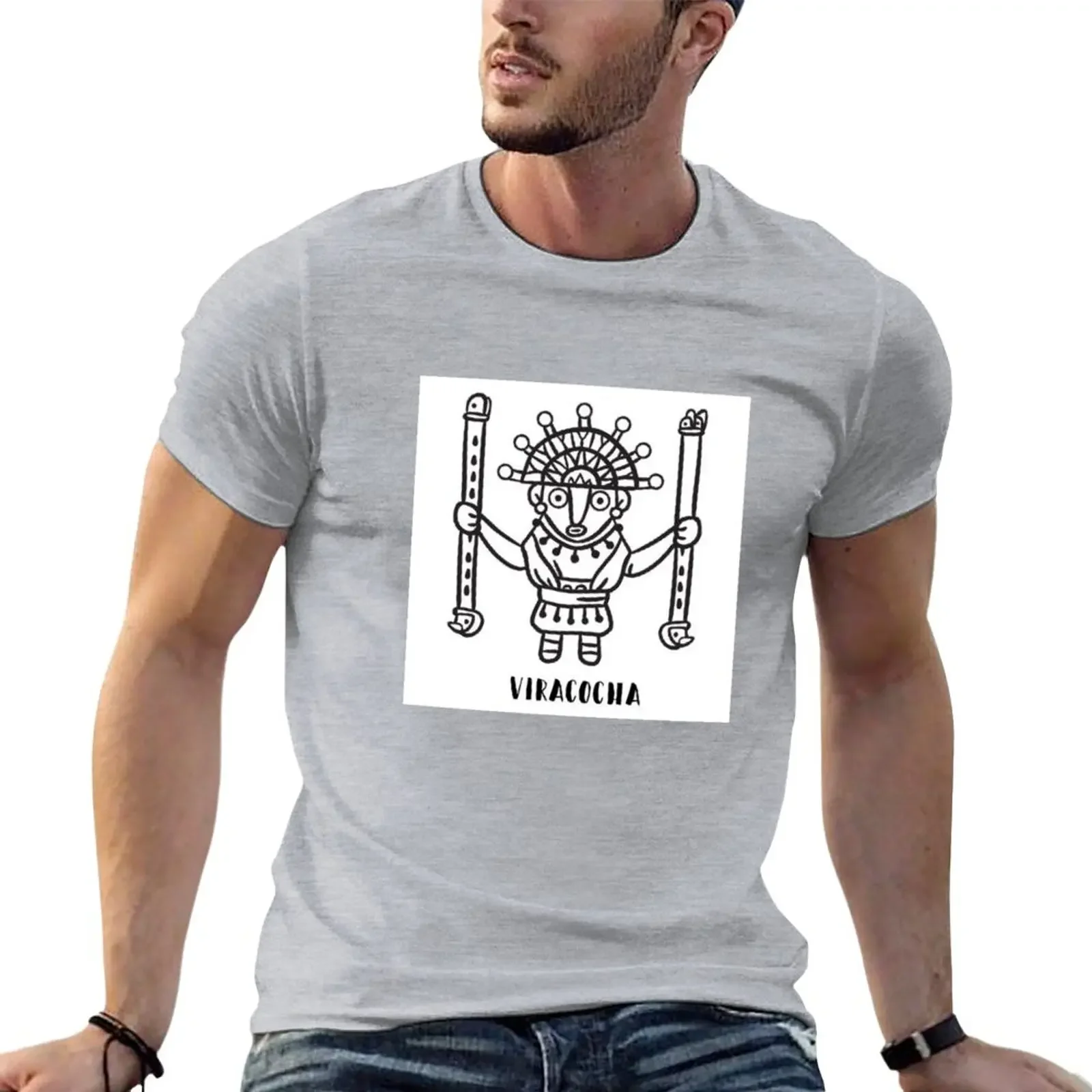 New Viracocha, inca, god, wiracocha, andes, stone carving, inka, anthropology T-Shirt graphics t shirt T-shirts for men cotton