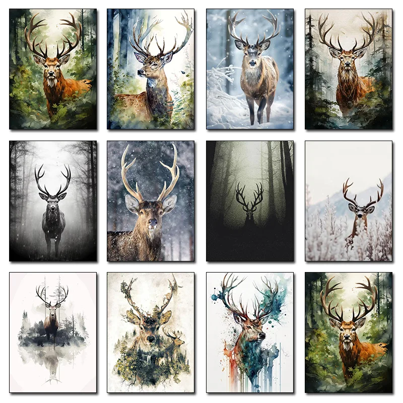 Lovely Animal Wild Deer Canvas Poster Cute Jungle Angel Wall Art Picture for Living Room Bedroom Club Bar Modern Home Decor G