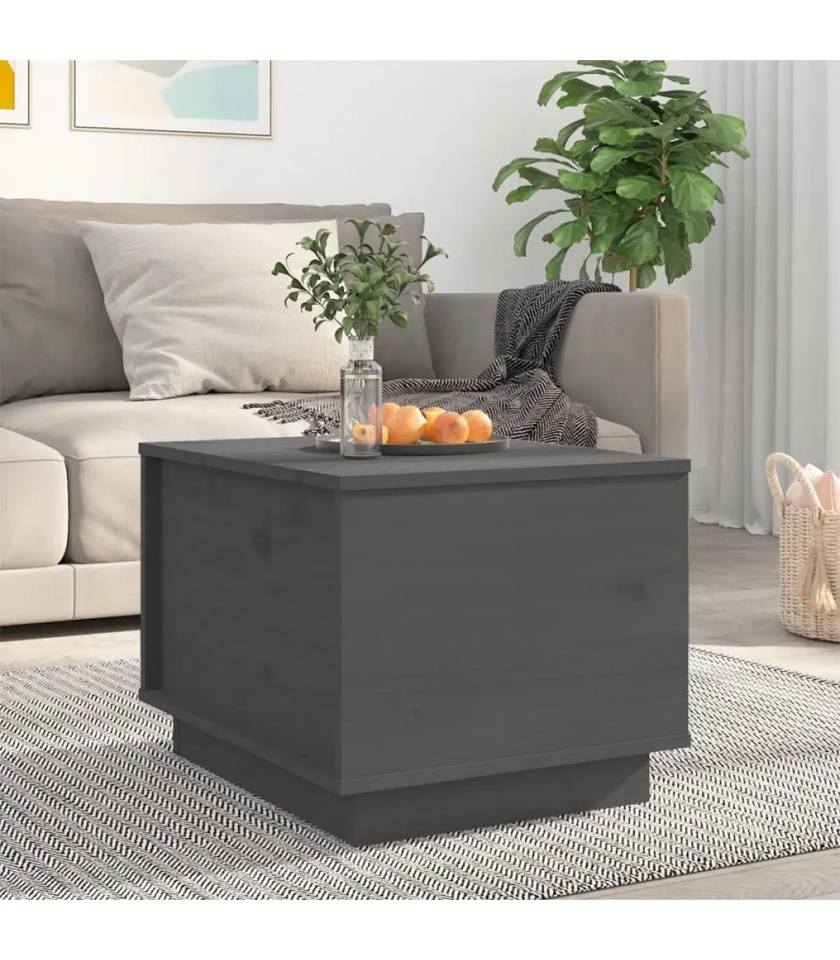 Coffee tables gray pine solid wood coffee table 40x50x35 cm