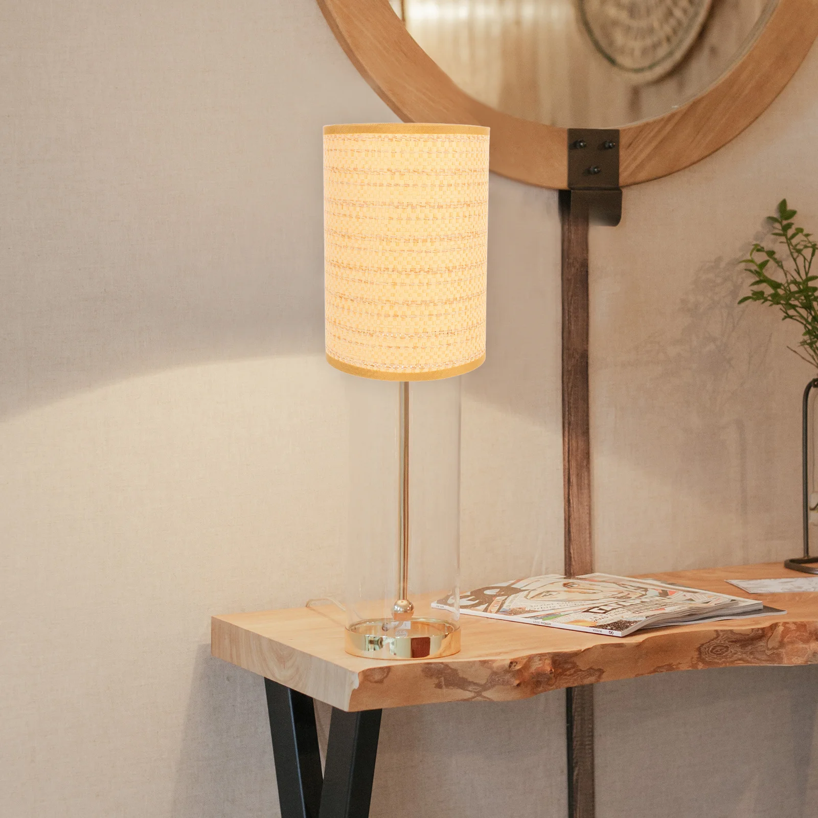

2pcs Rattan Woven Lamp Shades Durable Decorative E27 E14 Floor Table Lamps Bohemian Style Bedroom Cafe Home Decor Replacement
