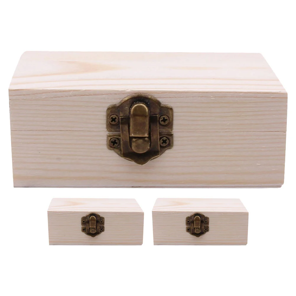 

Деревянный ящик для хранения, необработанный ящик с сокровищами, самодельные коробки, ремесла, окрашенный бежевый