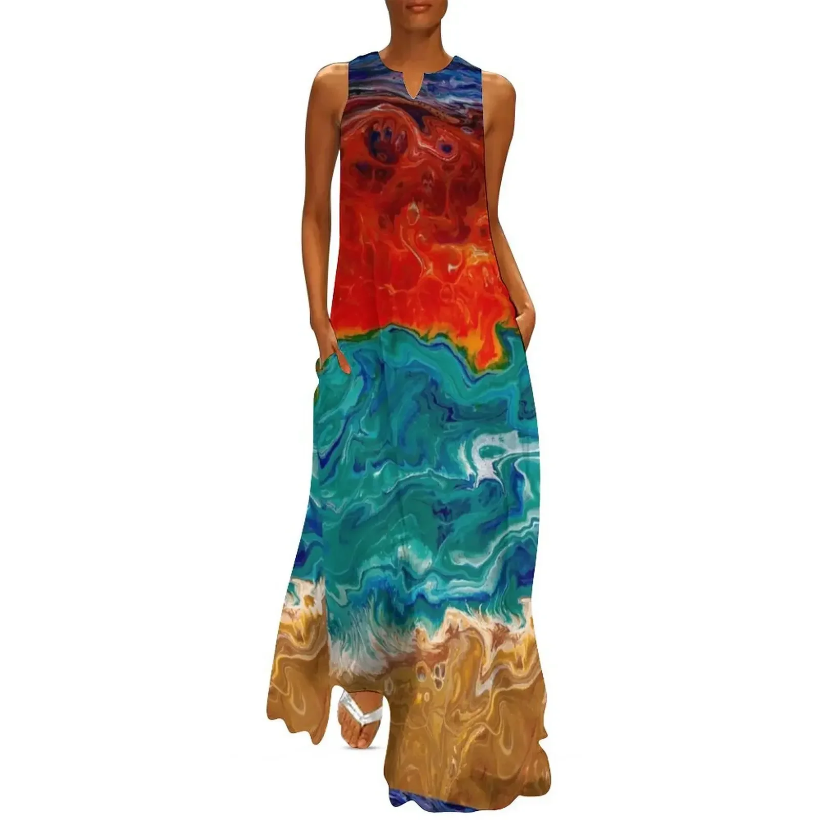 

Sunset on Fire Long Dress Female dress women's evening dress 2025 beach outfits for women dresses women summer 2025