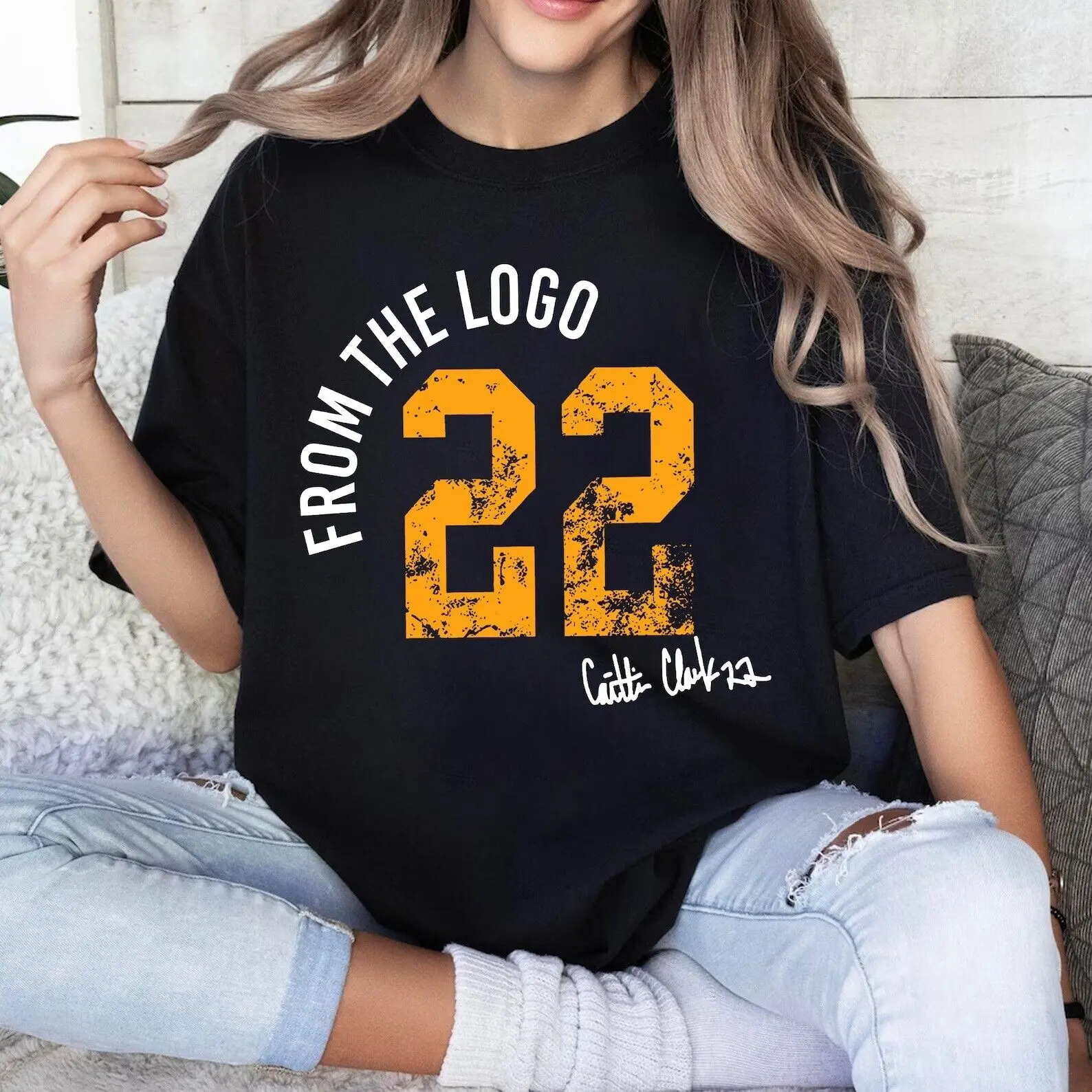 Caitlin Clark From The Logo 22 Shirt, Clark 22 Basketball Adult Kid T-shirt