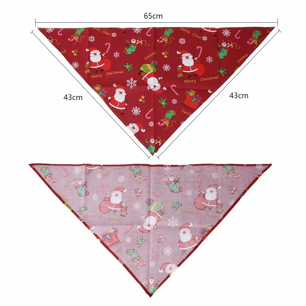 Pet Christmas Triangle Bandana Scarf Dog Cat Saliva Bibs Scarf Neck Cover Kerchief Puppy Kitten Pet Supplies Xmas Festival Props