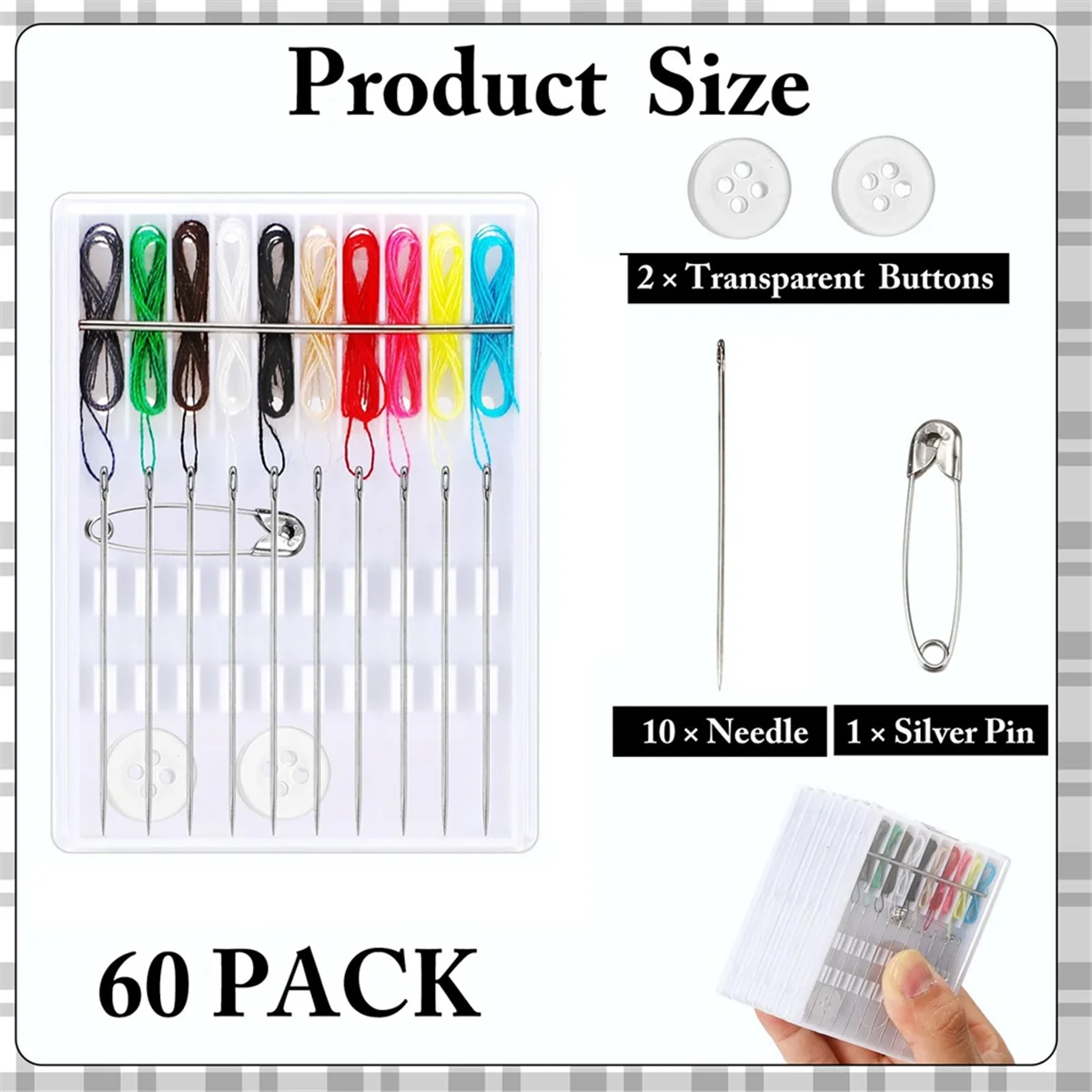 

A77I 60 Boxes Quick Fix Sewing Kit Pre Threaded Needle Kit Personal Needle and Thread Kit Mending Kit Sewing Travel Kit