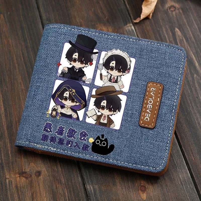 Lord of Mysteries Canvas Anime Wallet for Student Boy Girl Bifold RFID Blocking Card Holder Mini Purse Short Money Clip