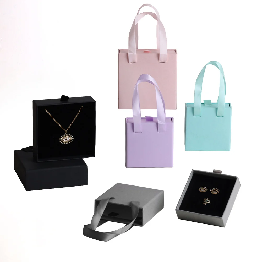 Kraft Paper Gift Display Box Necklace Bracelet Earring Ring Box Storage Packaging Box Handheld Jewelry Drawer Storage Gift Box