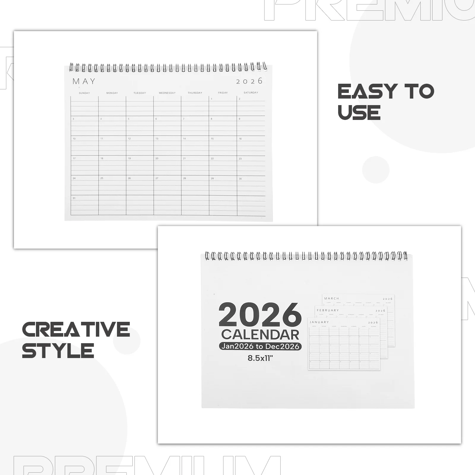 الحد الأدنى 2026 تقويم الحائط مخطط معلق شهري دوامة ملزمة تخطيط عمودي مساحة كتابة كبيرة مكتب المنزل طالب #2