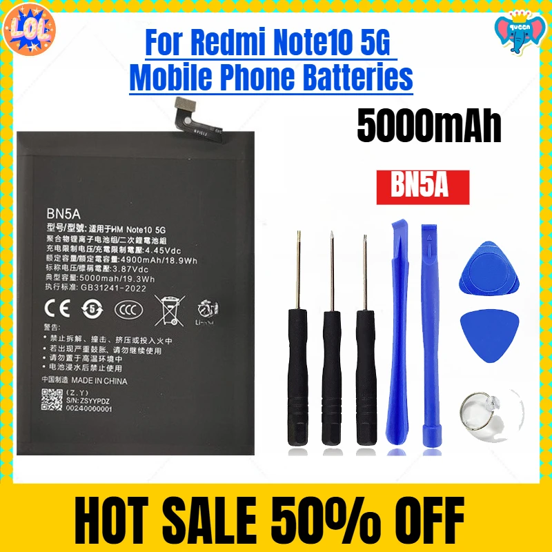 5000mAh BN5A per batterie per telefoni cellulari Redmi Note10 5G