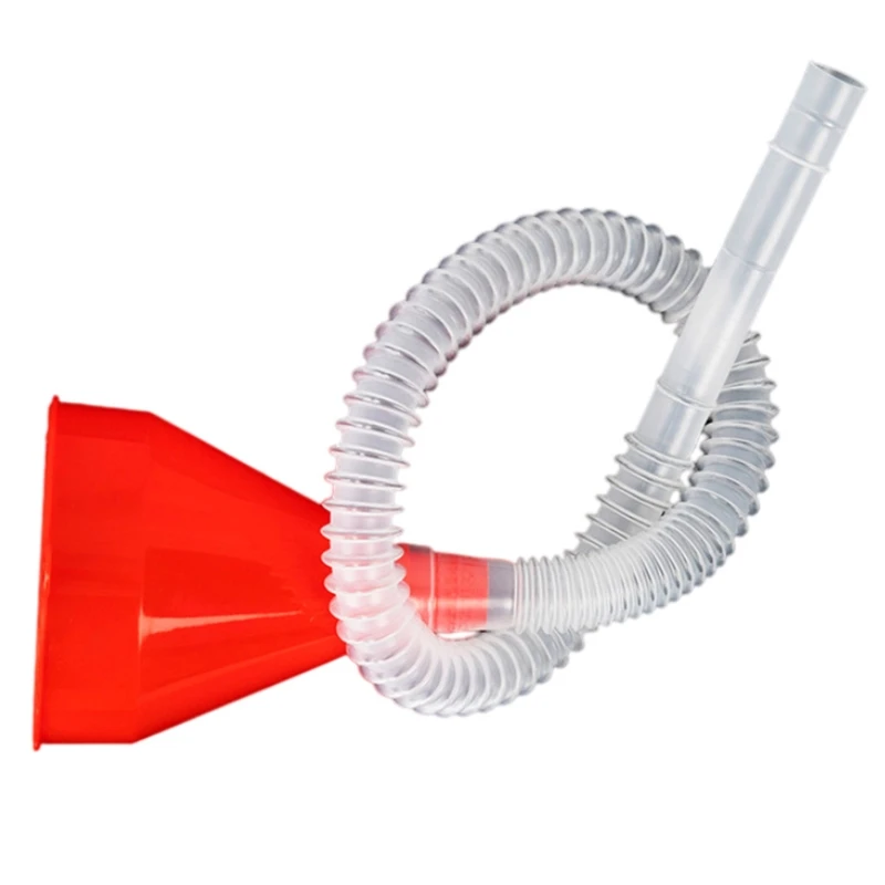 Quick Fill Funnel No-mess Splash Refueling Funnel (Red) Long Flexible Tube 24 inch Long Tube Funnel