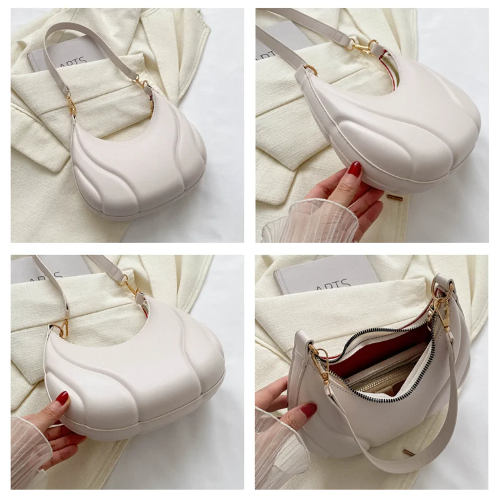 Retro Solid Color Saddle Bag High Quality Leather Shoulder Bags For Women Simple Ladies Crossbody Handbag