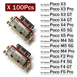 100Pcs, Charger Micro USB Charging Port Dock Connector Socket For Xiaomi Poco X3 X4 X5 M4 M5 F2 F4 F5 Pro GT 4G 5G