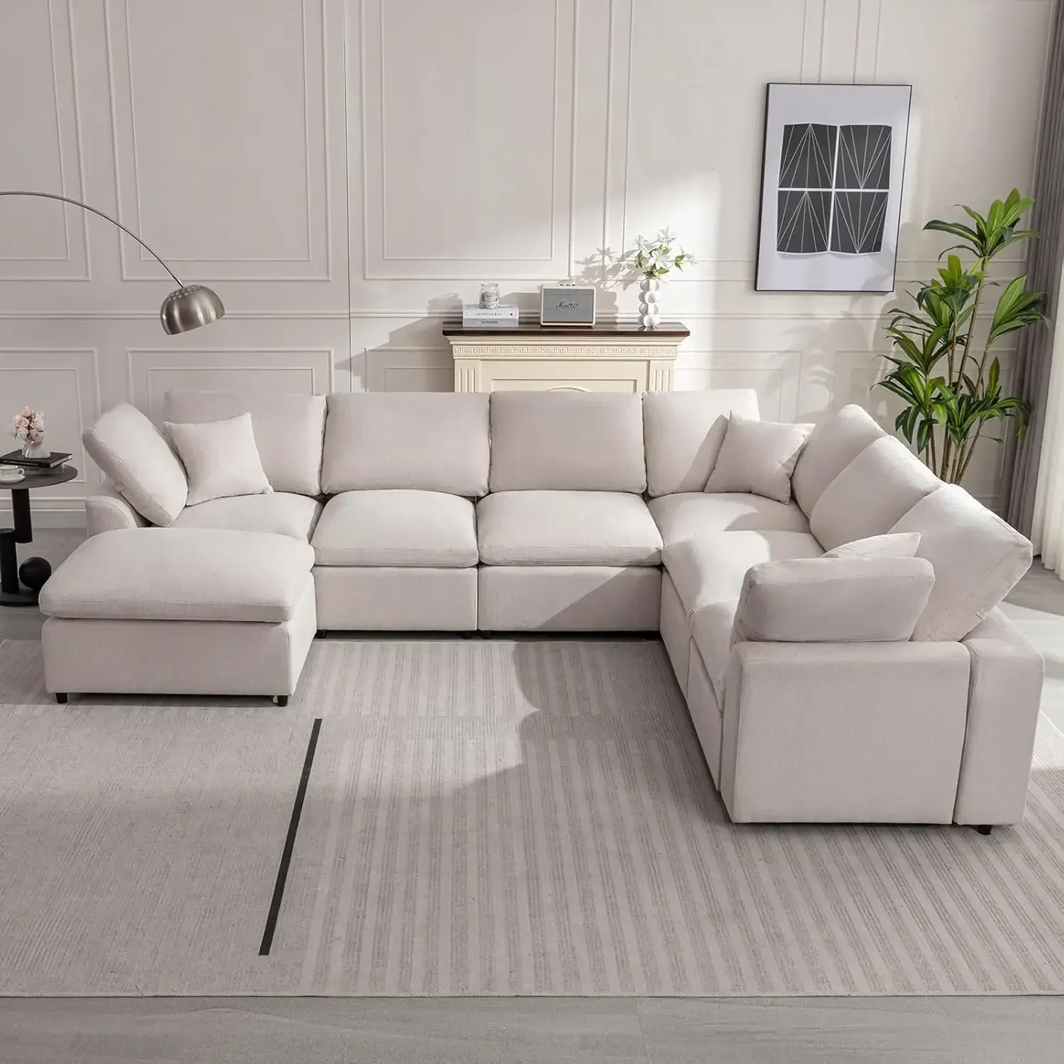 

Modular Sectional Sofa Modern Oversized Movable OttomanL-Shaped Sofas Comfy Couches for Living Room Spacious Space