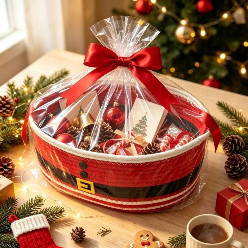 Cotton Rope Woven Storage Basket Christmas Party Decoration Snack Candy Storage Basket Christmas Gift Box