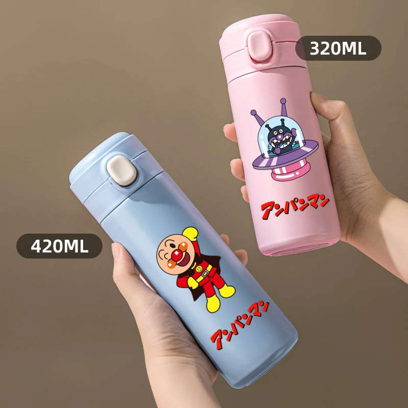 320/420ML Anpanman Stainless Steel Water Cup Leak Proof Vacuum Thermos Travel Portable Cartoon Children Drinking Cup Kids Gift