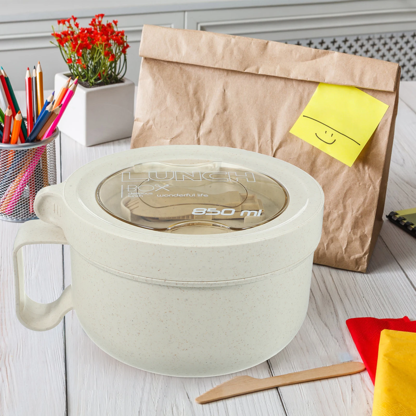 

Large Capacity Portable Leak Proof Lunch Box Food Container With Spoon For Office Outdoor Bento Adult Reusable Multifunctional