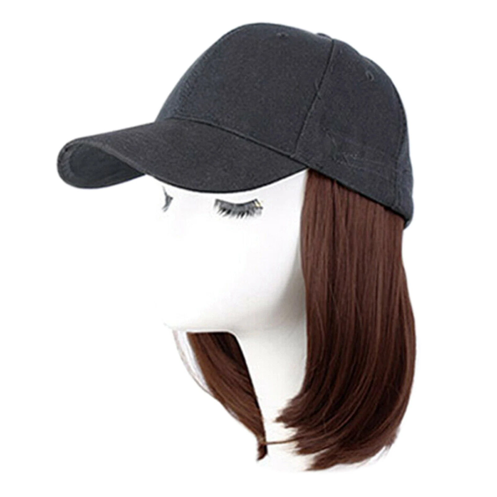 Straight Short  Hairstyle Wig Hat Adjustable Removable Easy to Care & Wear for Bad Hair Days like Busy Mornings Gym Days