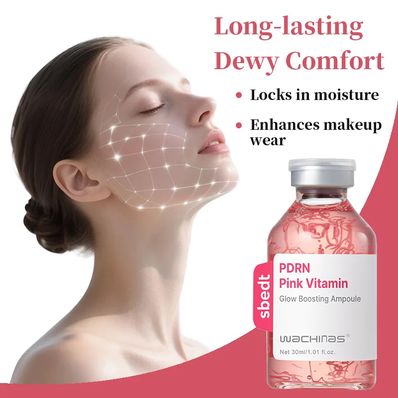 Pink PDRN Collagen Peptide Ampoule Deep Hydrating Moisturizing Facial Serum, Brightening for Dull Skin, Improve Skin Glow