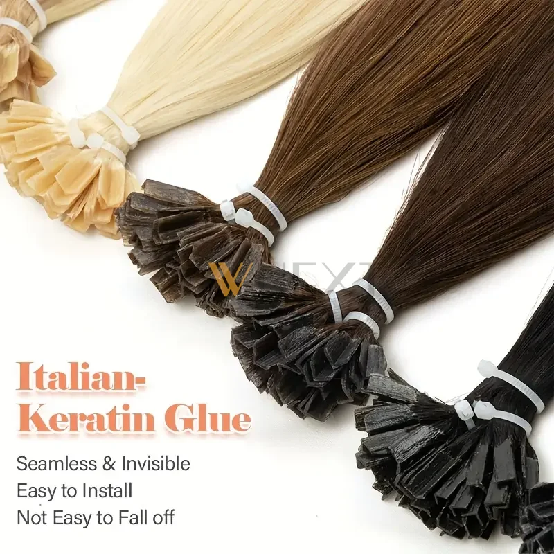 Extensiones de cabello humano con punta en V de fusión de queratina, máquina recta Natural de 12 "-20", cabello Remy con pegamento italiano caliente, 50 unidades por paquete, extremos finos