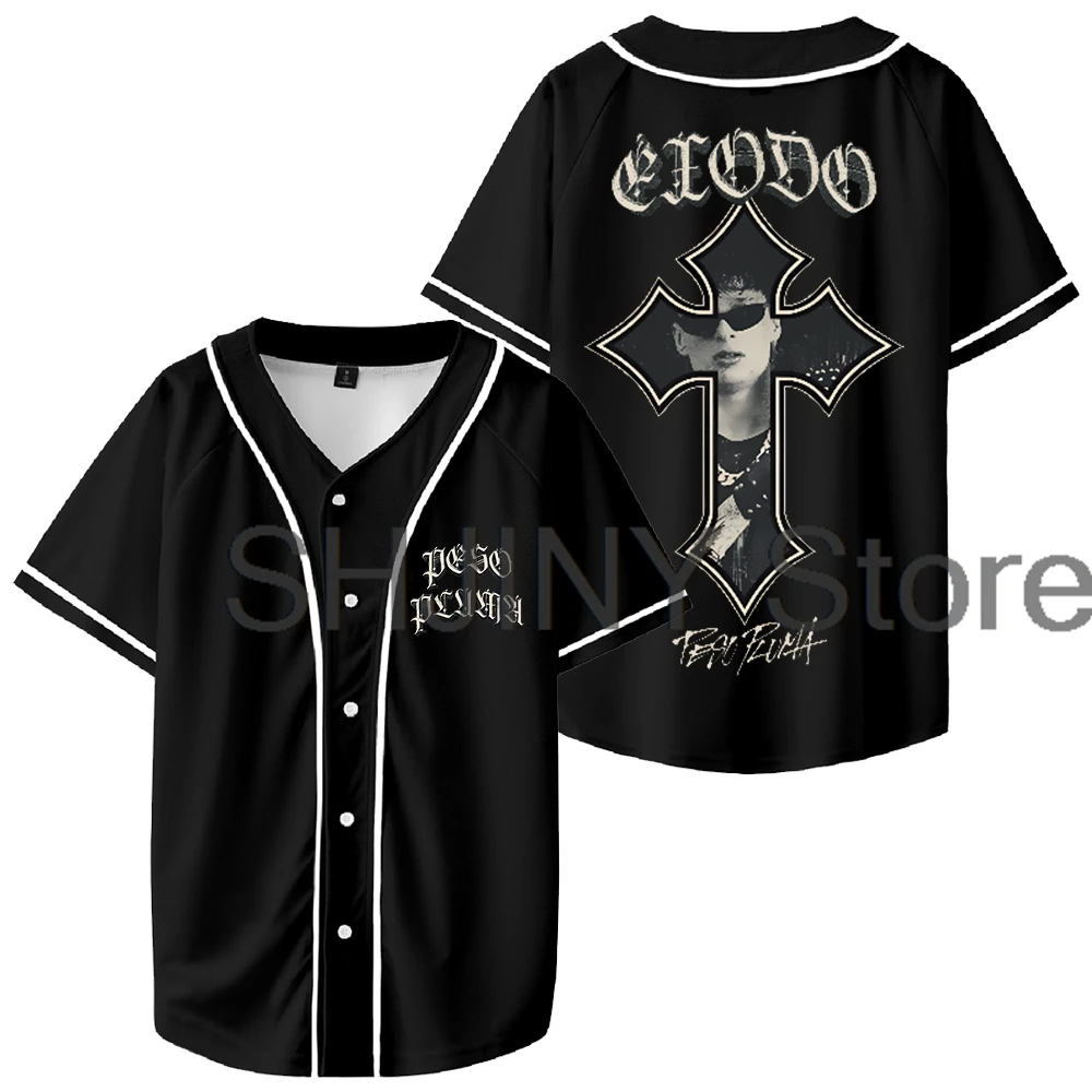 Peso Pluma Exodo Jersey Exodo Tour 2024 Baseball Jacket Shirts Short Sleeve Tee Women Men Streetwear Hip Hop Clothes