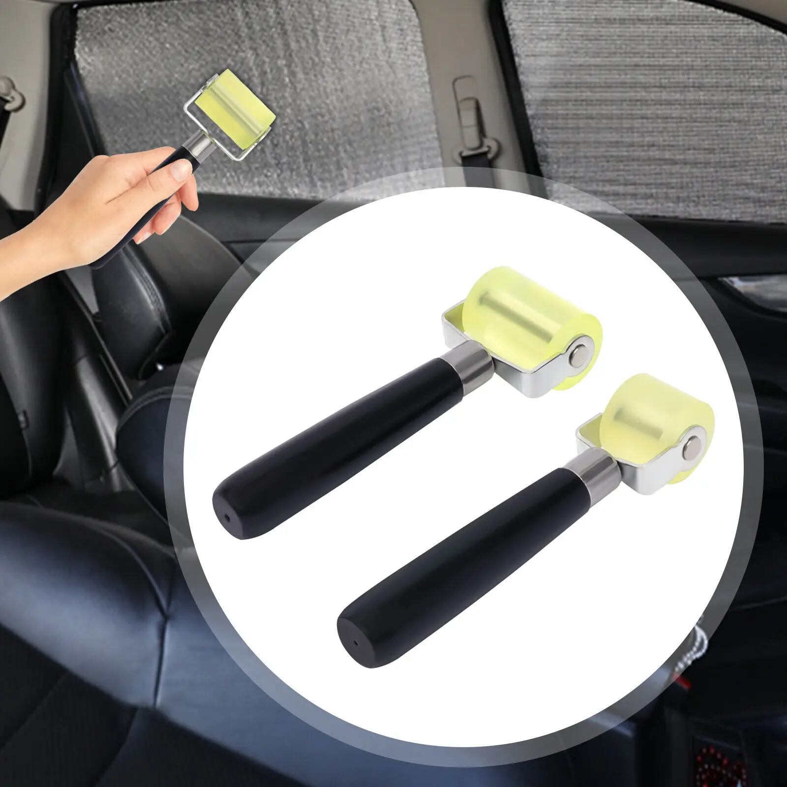 Seam Roller Tool Wallpaper Film Rubber Heat Insulation Car Sound Deadener Application Rolling Wheel Push Installer Tool