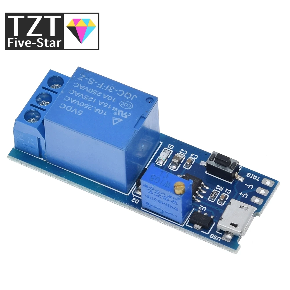 TZT 1/3PCS DC 5V-30V Micro USB Power Adjustable Delay Relay Timer Control Module Trigger Delay Switch