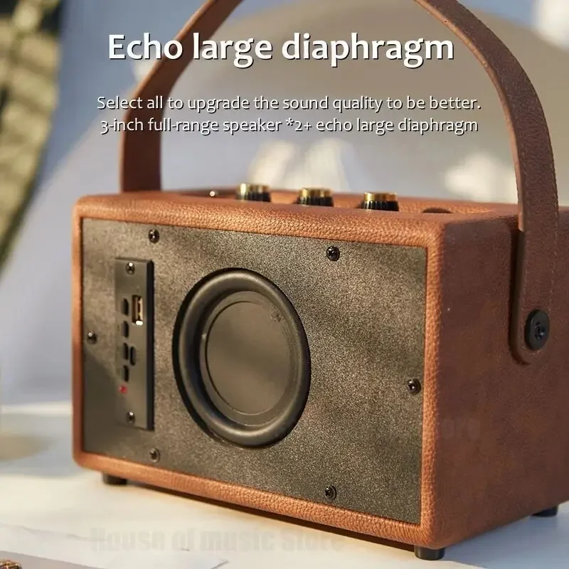 M5 Wireless Portable Retro Art Bluetooth Speakers Wooden Home Computer Wireless Subwoofer Caixa De Som Music Center with Handle