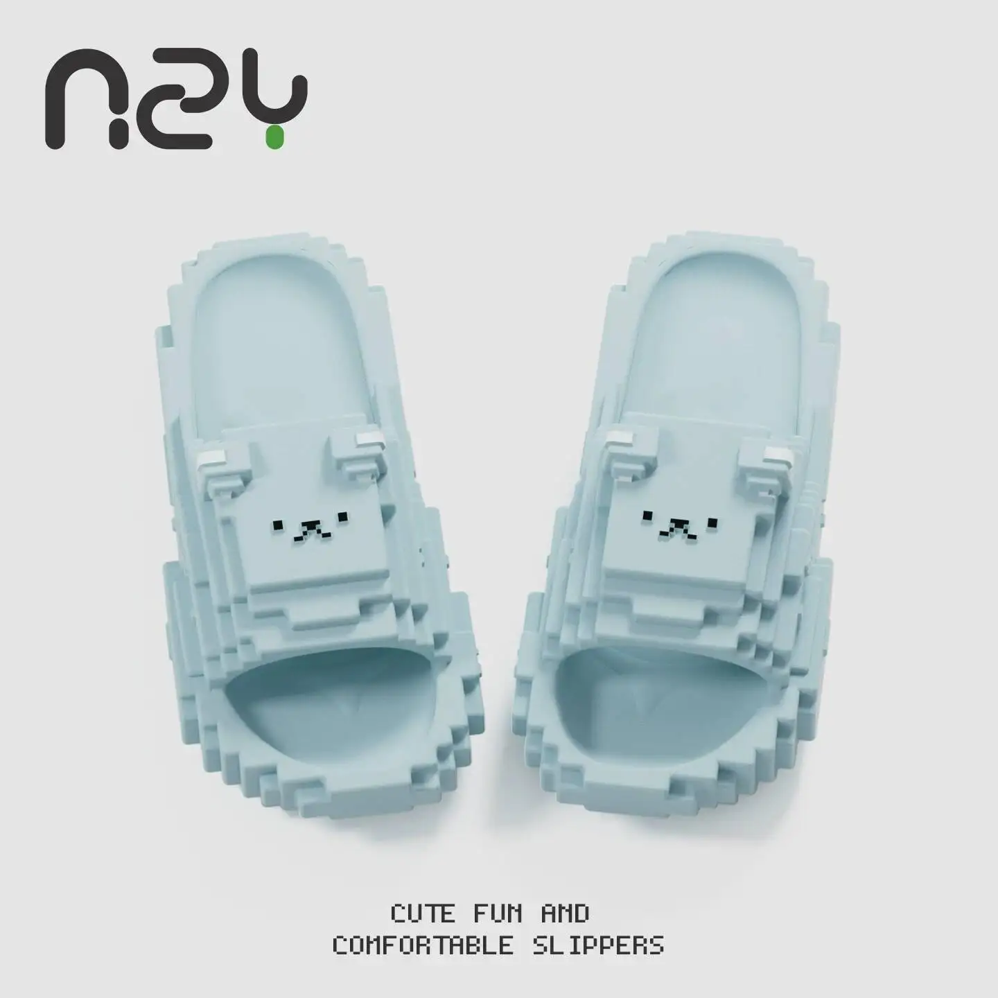 2026 Cute Pixel Building Block Bear Slides Ladies Thick Cushion EVA Slippers Soft Cloud Feel Non-slip Waterproof Bath Summer