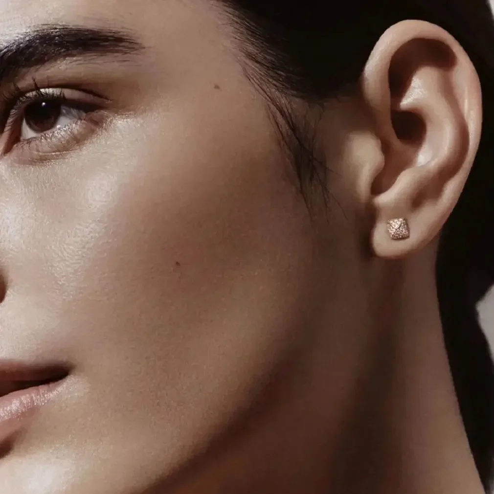 جديد حار أوروبا مصمم ارتفع الذهب الهندسة الصغيرة أقراط الأذن ترصيع امرأة أعلى جودة غرامة اتجاه المجوهرات #6