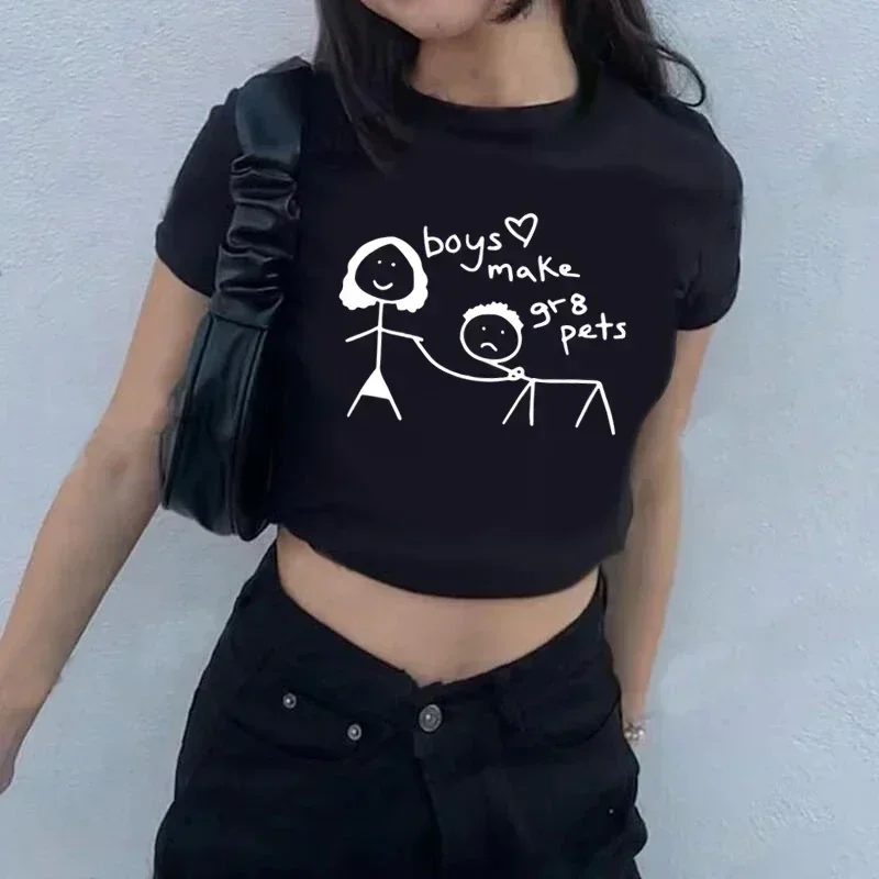 Harajuku Vintage Gothic Print Womens Crop Tops Y2K 2000s Raglan Sleeves O-Neck Female Short T Shirt Aesthetic Graphic T-shirt