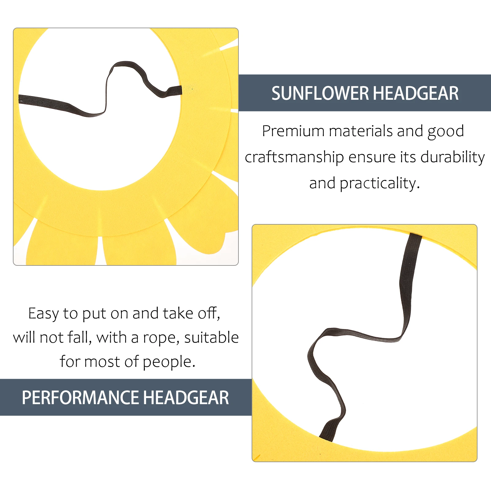 

2Pcs Sunflower Yellow Sunflower Show Headgear Small Size Head Costume Durable Felt Hair Tool