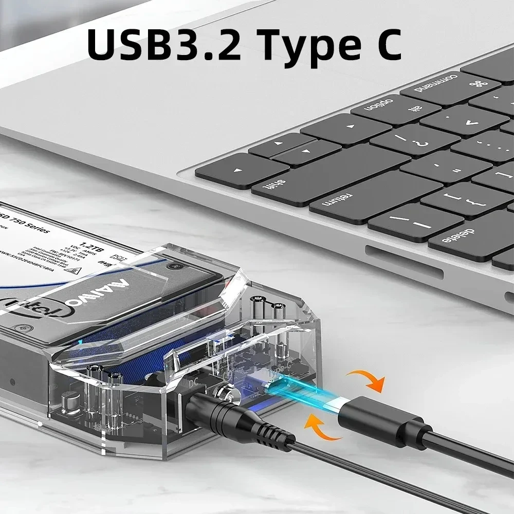 MAIWO U.2 SSD Case 2.5 inch U.2 PCI-E NVME SSD Enclosure 10Gbps USB 3.2 Gen2 Type-C U.2 Hard Drive Adapter Box Tool-free for PC