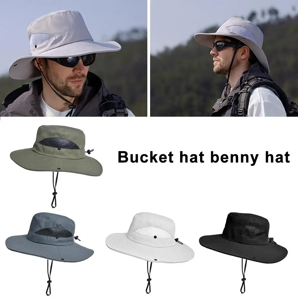 Outdoor Fisherman Hat Fashion Summer Bucket Hat Cowboy Breathable Cap Anti Men Uv Hiking Fishing Beach Large Wide Hats K7a2