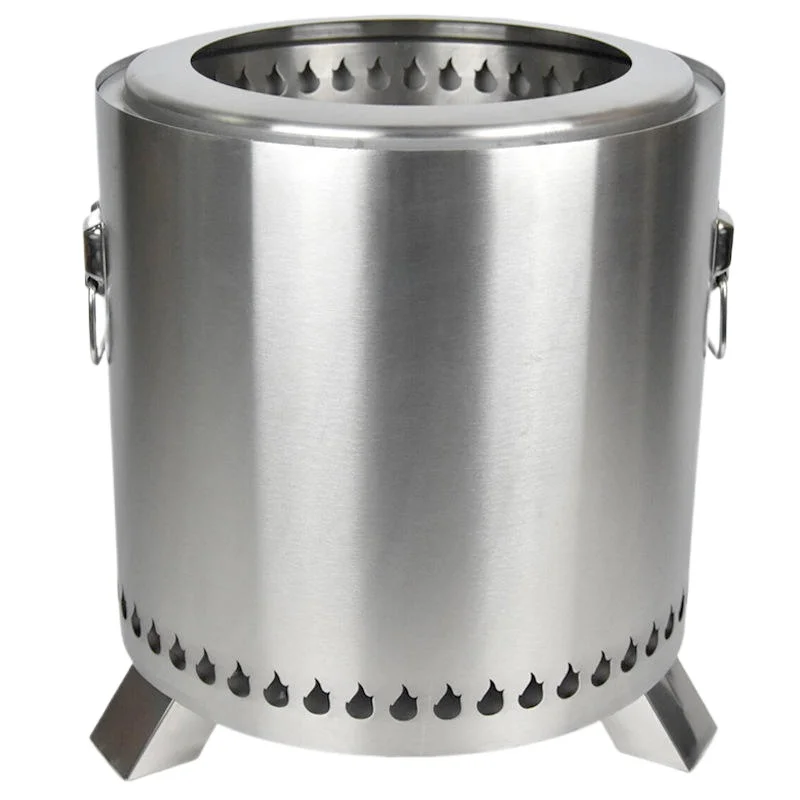 Stand Wood Burning Stove Smokeless Outdoor Camping Stainless Steel Round Fire Pit