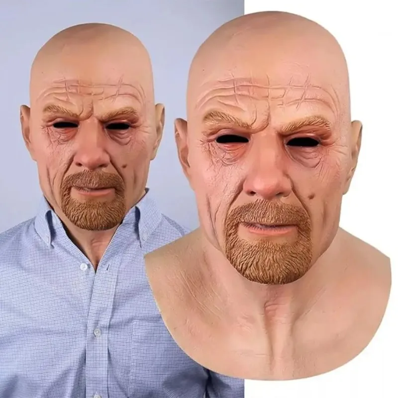 Old Man Mask Halloween Party April Fool’s Day Wrinkle Full for Head Mask Face Mask Party Supplies Thriller Cosplay Prop