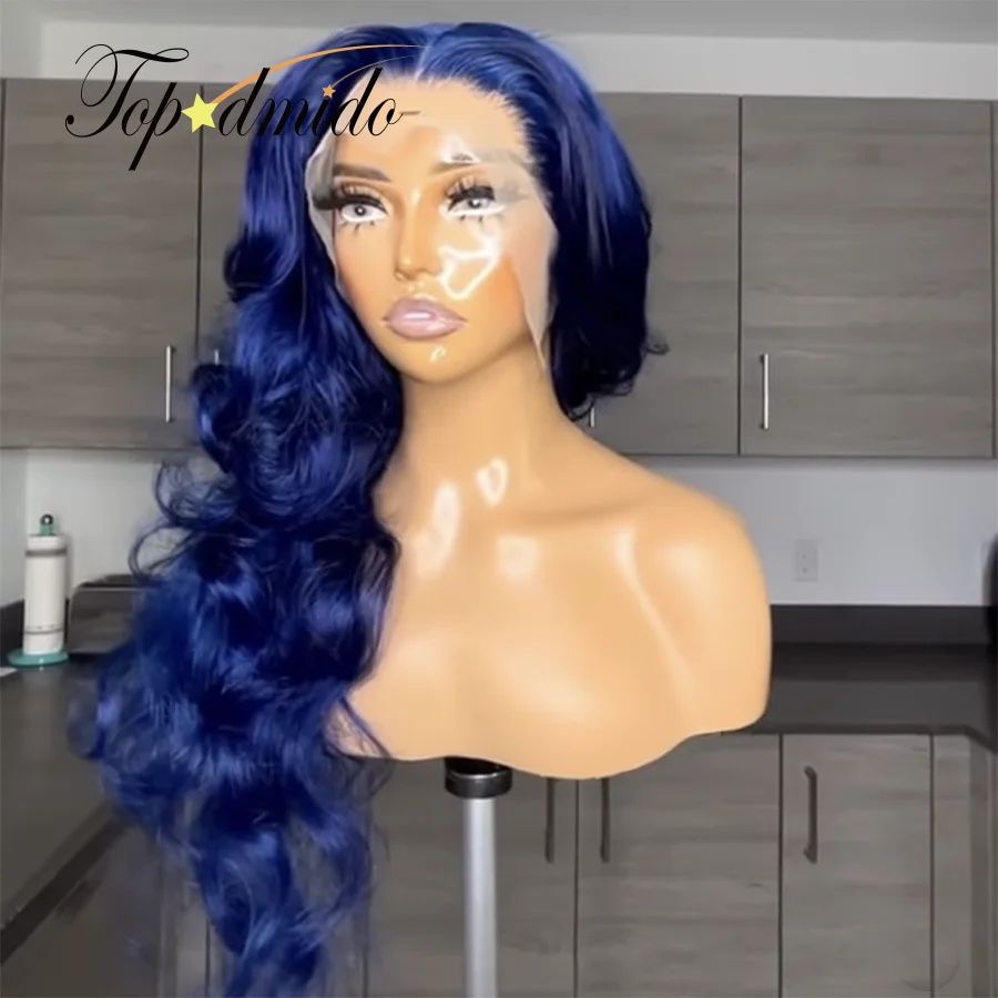 Dark Blue Color 13x6 Human Hair Wigs with Baby Hair 13x4 Lace Front Wigs with Middle Part Brazilian Hair 4x4 Closure Lace Wigs