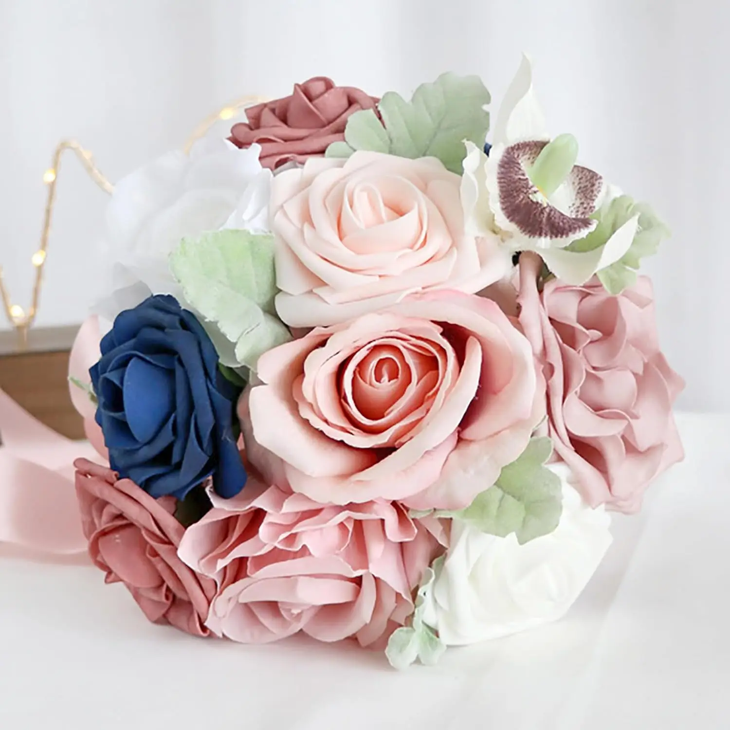 YeeNanee Terracotta Bride Bridesmaid Bouquets 7 inch Artificial Rose Flower Tossing Bouquet for Fall Wedding Ceremony Decor