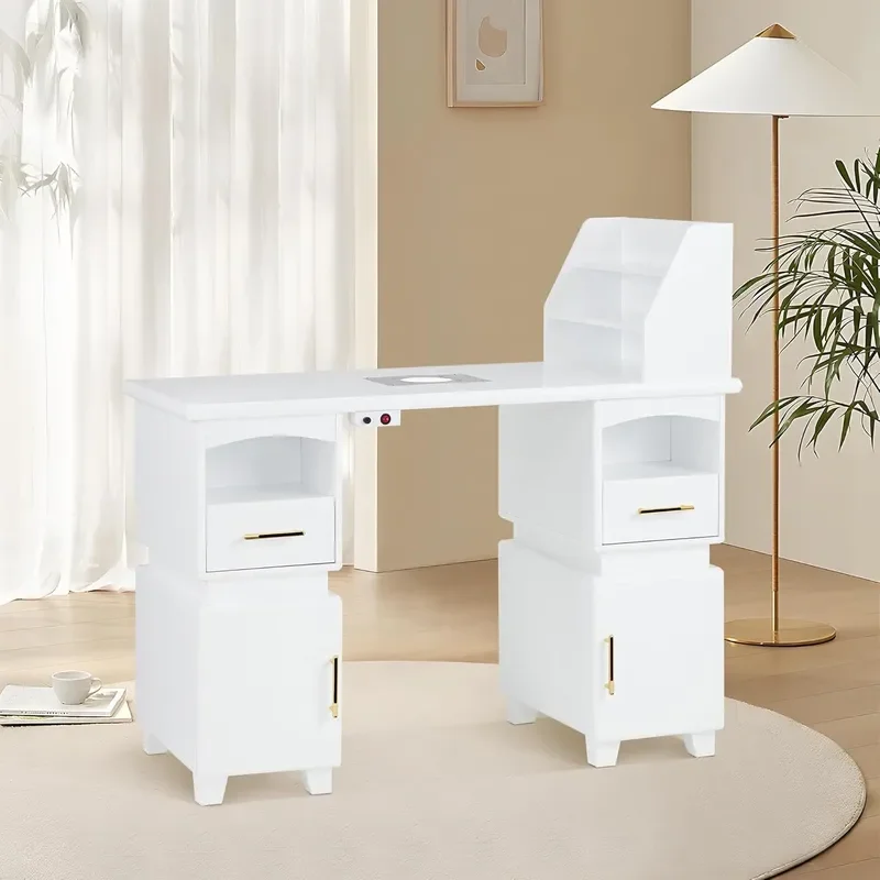 Factory custom manicure table with electric vacuum cleaner, multi-layer storage drawers, lockers, special manicure table for