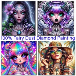 100% Fairy Dust Square Drill Full Cartoon Gril Fairy Diy Diamond Painting Cross Stitch Crystal Embroidery Mosaic Decor Needlewor