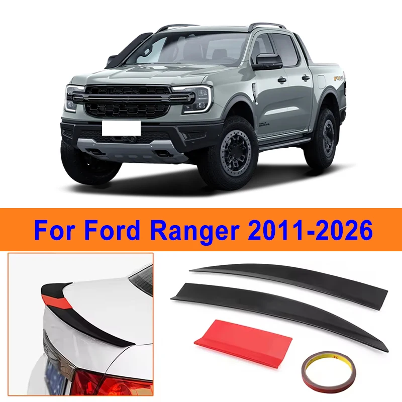 

For Ford Ranger 2011-2026 3-Section ABS Rear Trunk Spoiler 115-125cm Adjustable Sports Decor Top Wing Car Exterior Parts