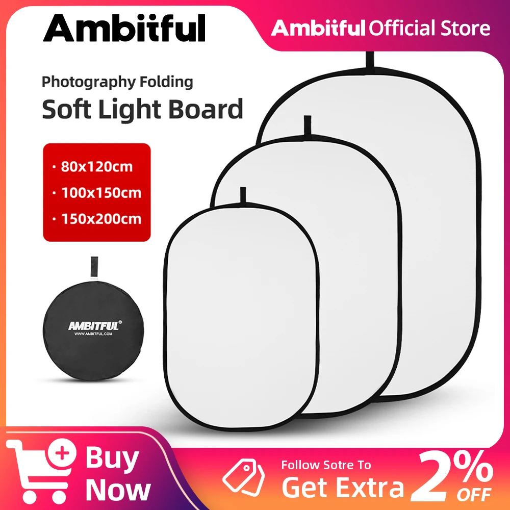 

AMBITFUL 30/60/80/110cm 60x90cm 80x120cm Portable Oval Multi-Disc Transparent White Reflector Collapsible Studio Photo Diffuser