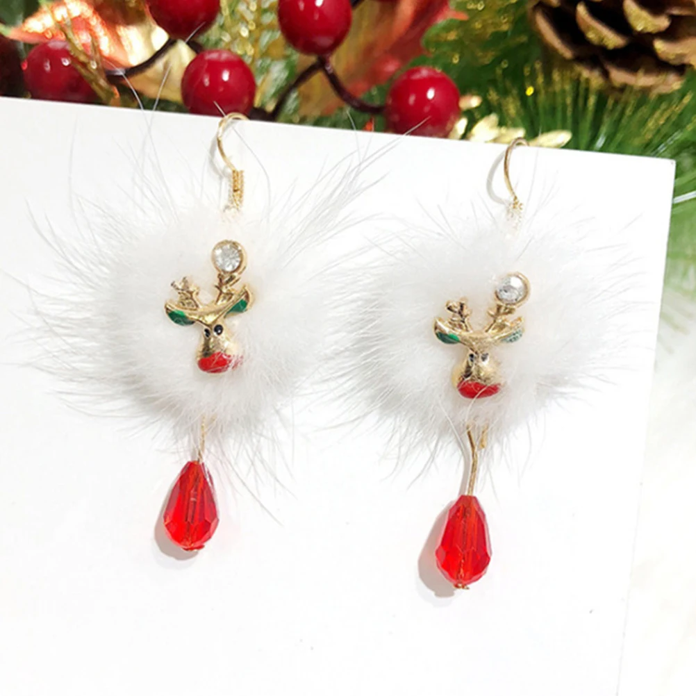 

4Pairs Christmas Elk Santa Claus Earrings Alloy Dangle Ear Decors Lightweight Festive Xmas Jewelry for Women Party Daily Use