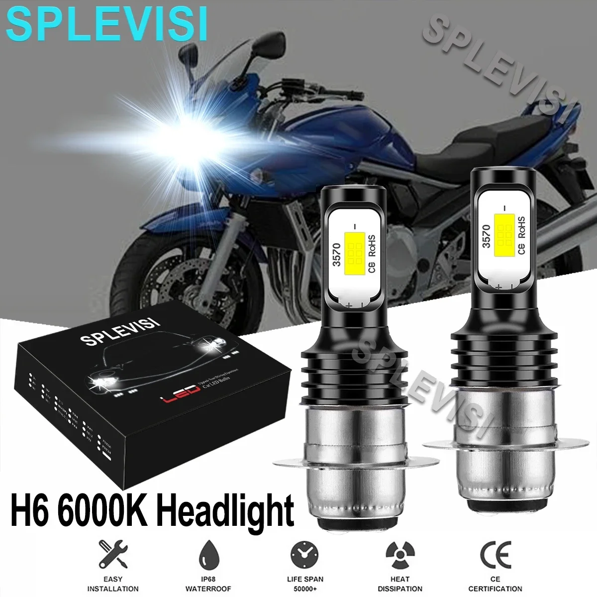 

2x 70W LED Headlight Bulbs Xenon White For Suzuki Vinson 500 2002-2007 King Quad 250 1996 1997-1998 300 1991-2002 700 2005-2007